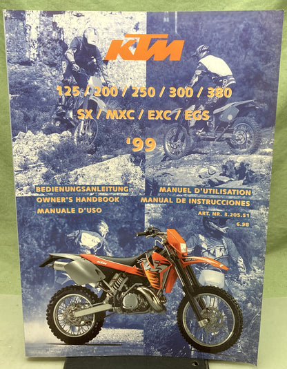 Genuine KTM 320551 125/200/250/300/380, SX/MXC/EXC/EGS Owner's Handbook 1999