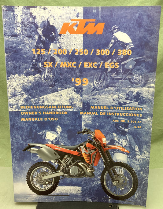 Genuine KTM 320551 125/200/250/300/380, SX/MXC/EXC/EGS Owner's Handbook 1999
