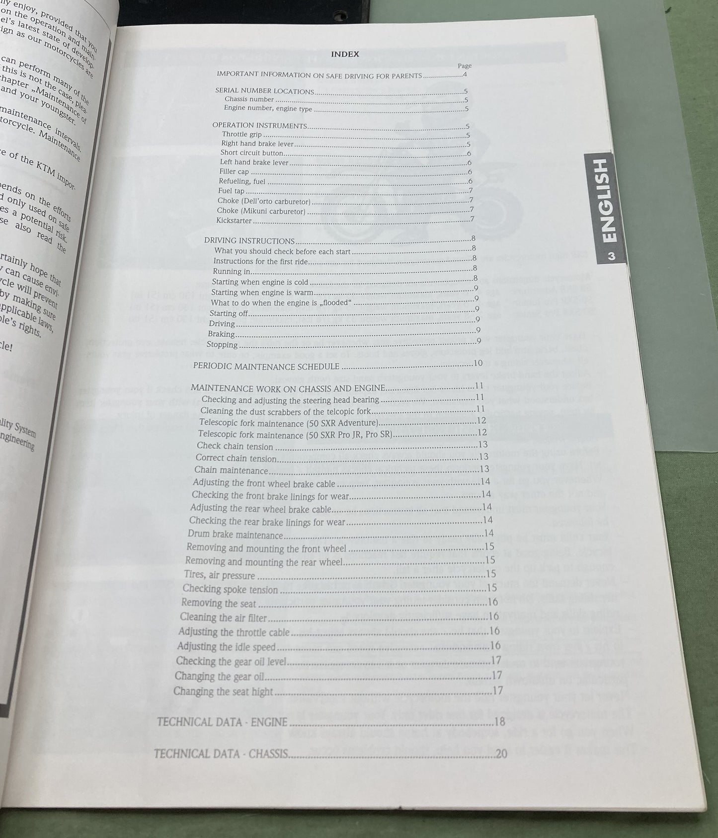 Genuine KTM 320521 50 SXR Adventure Pro Junior Pro Senior Owner's Handbook 1997