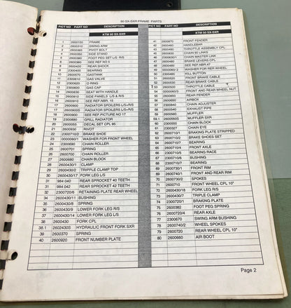Genuine KTM 50 SX-SXR Spare Parts Manual 1995