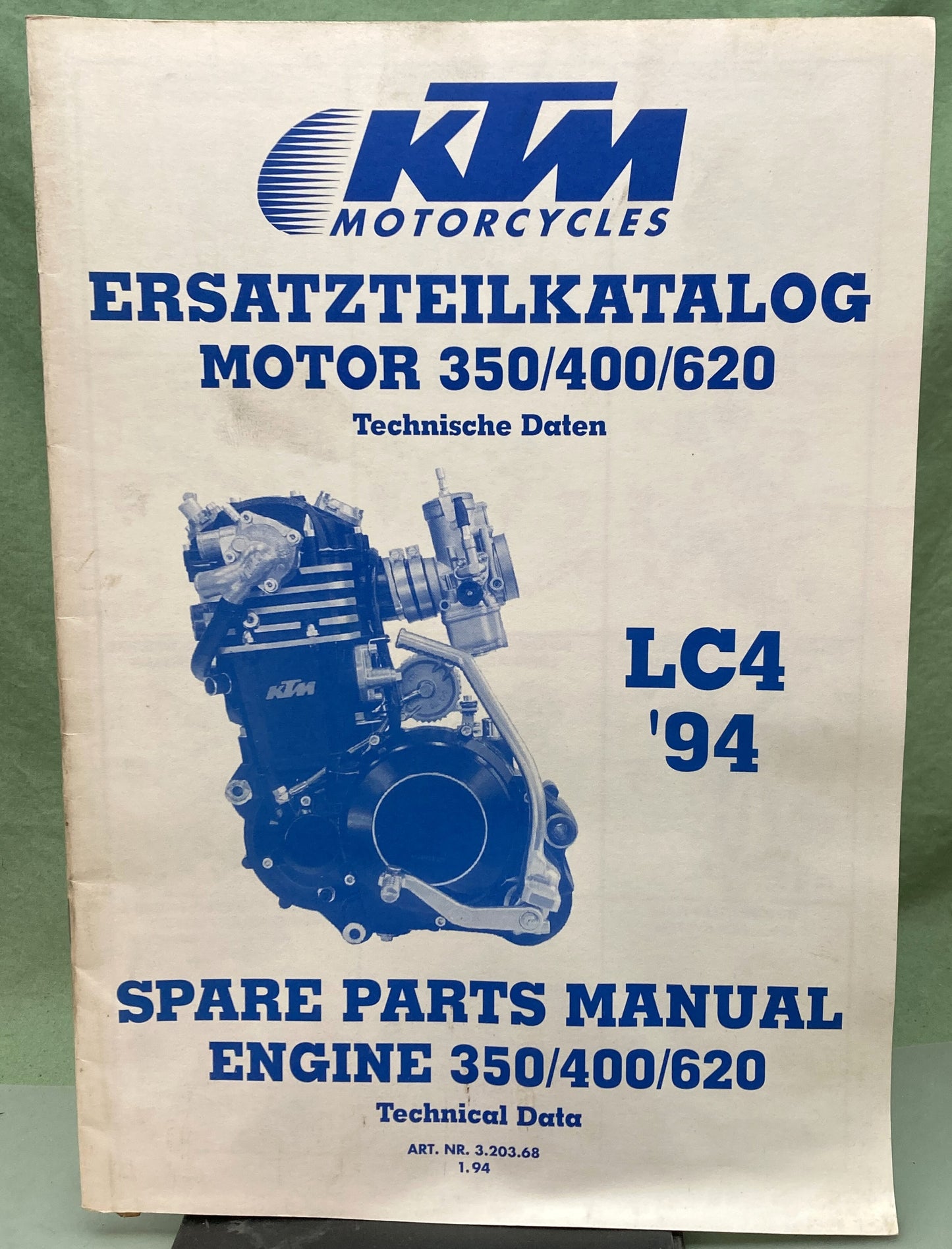 Genuine KTM 320368194 350/400/620 LC4 Spare Parts Manual Engine '94