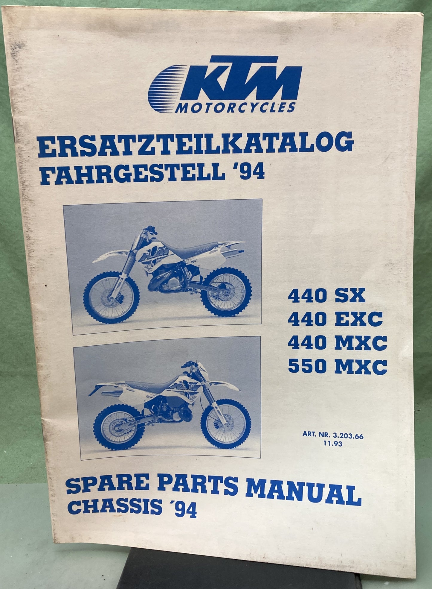 Genuine KTM 3203661193 440SX/440EXC/440MXC/550MXC Spare Parts Manual 1994