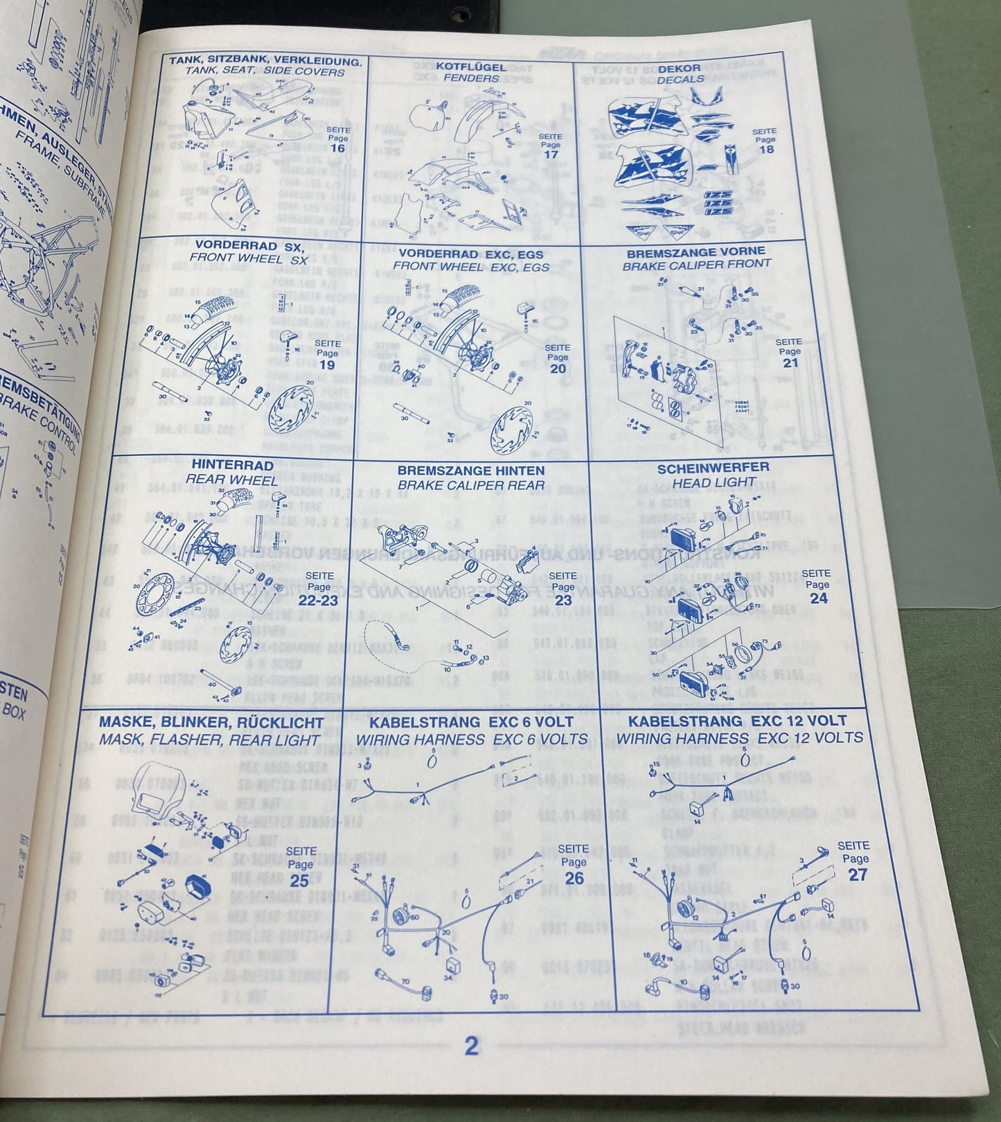 Genuine KTM 320371394 125 SX/EXC/EGS Spare Parts Manual 1994