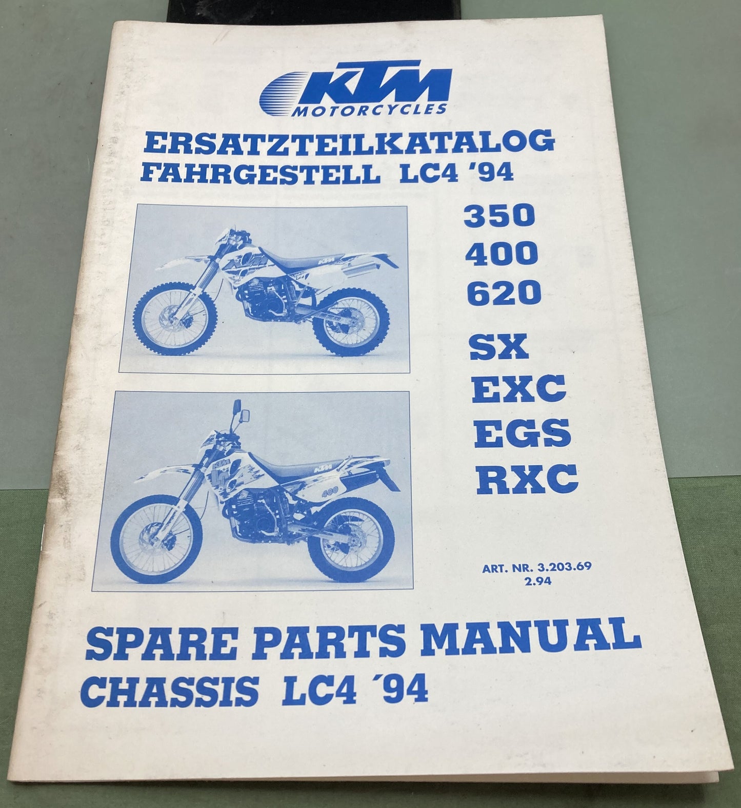 Genuine KTM 320369294 350/400/620 SX/EXC/EGS/RXC Spare Parts Manual 1994