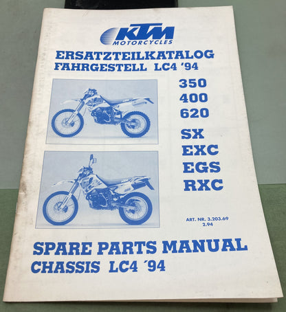 Genuine KTM 320369294 350/400/620 SX/EXC/EGS/RXC Spare Parts Manual 1994