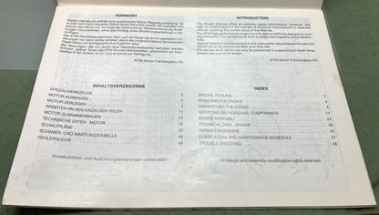 Genuine KTM 201541188 350/III 500/III Engine Repair Manual 1989