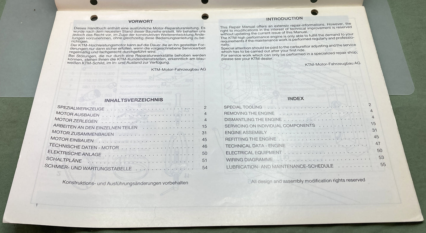 Genuine KTM 201271187 4-Stroke Engine 600 LC4 Repair Manual