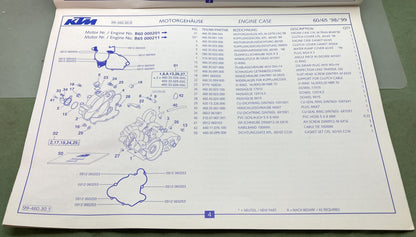 Genuine KTM 320461898 60/65 SX Motor Engine Spare Parts Manual '98-'99