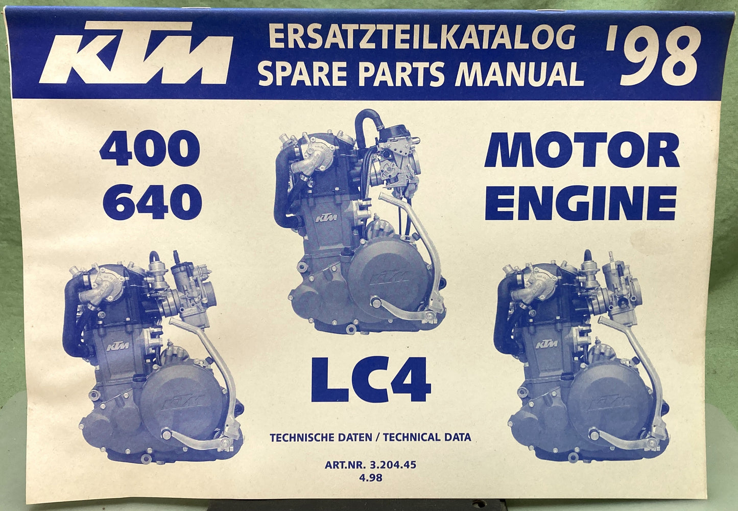 Genuine KTM 320445498 400, 460 LC4 Motor Engine Spare Parts Manual '98