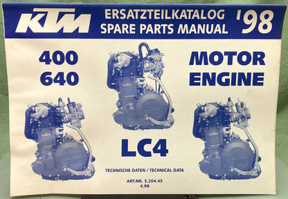 Genuine KTM 320445498 400, 460 LC4 Motor Engine Spare Parts Manual '98
