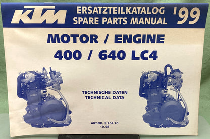 Genuine KTM 3204701098 400, 640 LC4 Motor Engine Spare Parts Manual '99