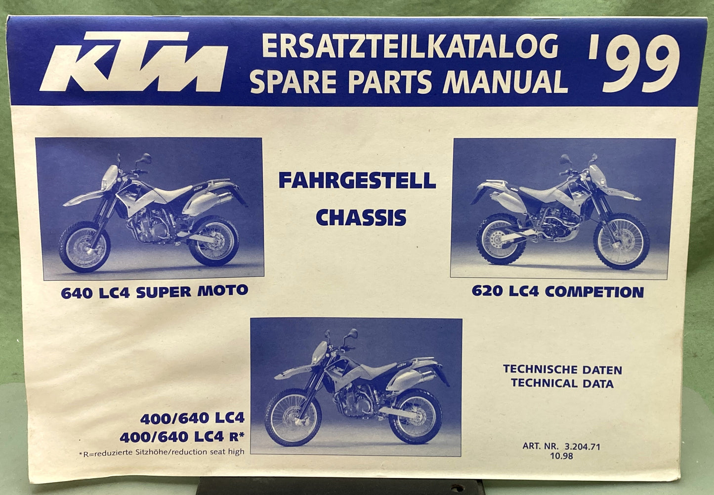 Gen. KTM 3204711098 640 LC4 Super Moto, 620 LC4 Competion Spare Parts Manual '99