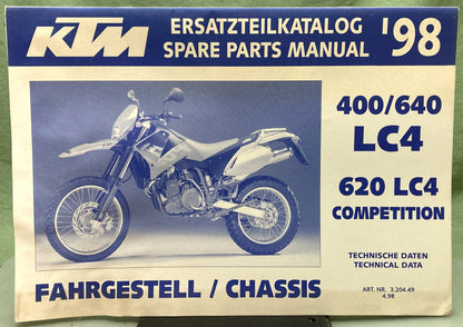 Genuine KTM 320449498 400/640 LC4, 620 LC4 Competition Spare Parts Manual '98