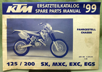Genuine KTM 320455798 125/200 SX/MXC/EXC/EGS Spare Parts Manual '99