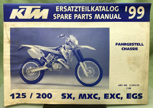 Genuine KTM 320455798 125/200 SX/MXC/EXC/EGS Spare Parts Manual '99