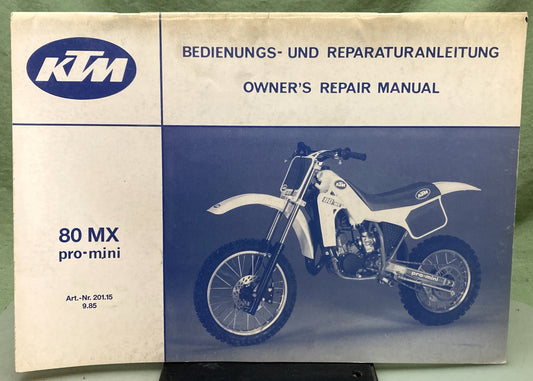 Genuine KTM 20115985 80MX Pro-Mini Owner's Repair Manual