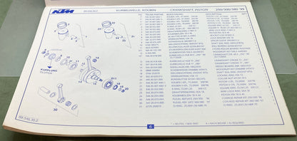 Genuine KTM 320454798 250/300/380 Motor Engine Spare Parts Manual '99