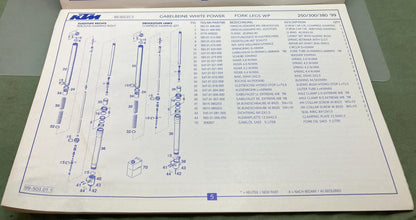 Genuine KTM 320456798 250/300/380 SX, MXC, EXC, EGS Spare Parts Manual '99