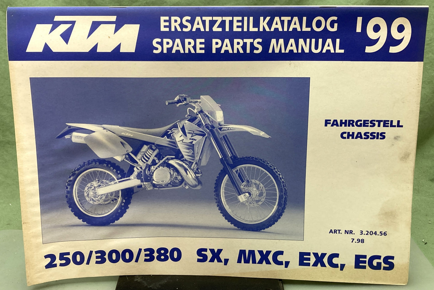 Genuine KTM 320456798 250/300/380 SX, MXC, EXC, EGS Spare Parts Manual '99