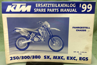 Genuine KTM 320456798 250/300/380 SX, MXC, EXC, EGS Spare Parts Manual '99