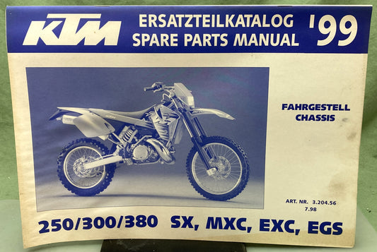 Genuine KTM 320456798 250/300/380 SX, MXC, EXC, EGS Spare Parts Manual '99