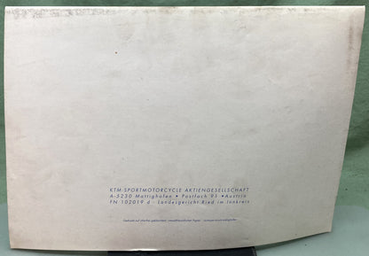 Genuine KTM 320402796 250/300/360 SX/MXC/EXC/EGS Spare Parts Manual '97