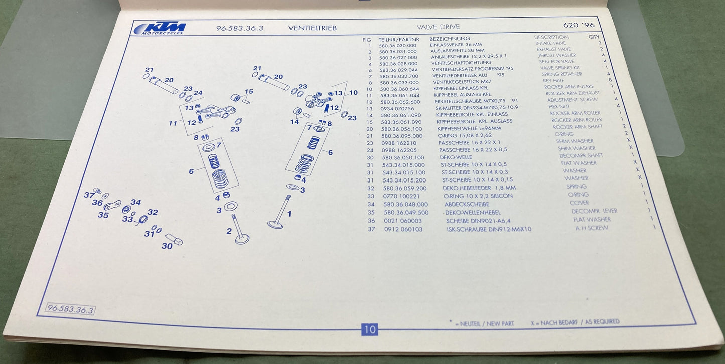 Genuine KTM 320396396 620 LC4 e Duke Engine Spare Parts Manual 1996
