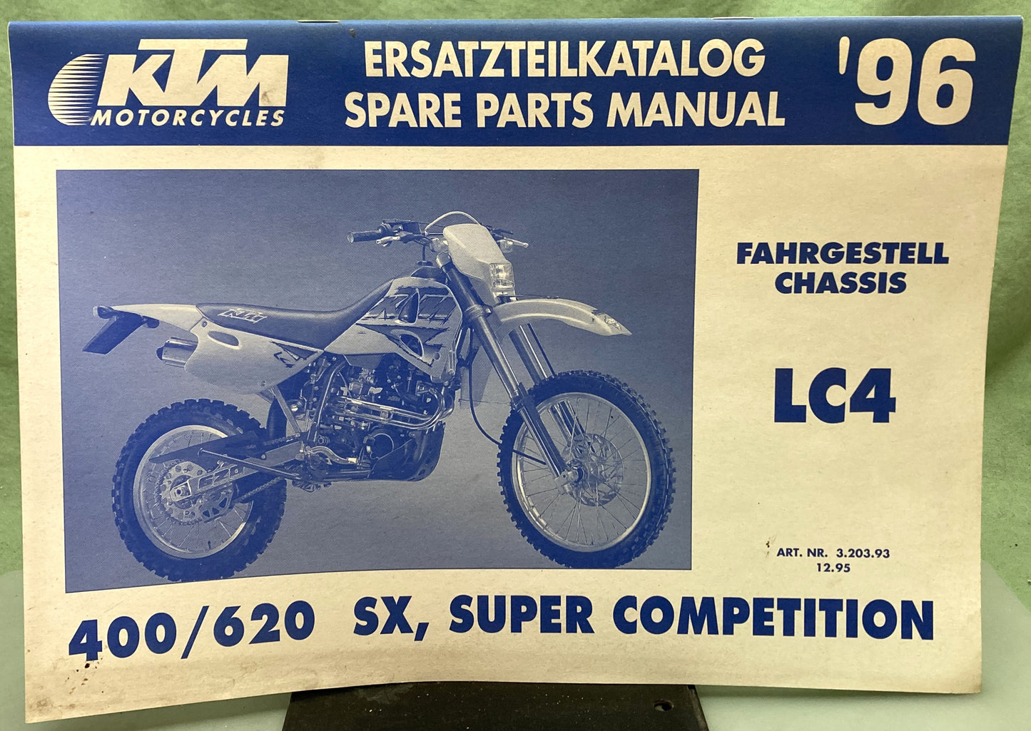 Genuine KTM 3203931295 400/620 LC4 SX, Super Competition Spare Parts Manual 1996