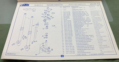 Genuine KTM 3203951295 400/620 RXC LC4 Spare Parts Manual 1996