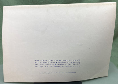 Genuine KTM 3203951295 400/620 RXC LC4 Spare Parts Manual 1996