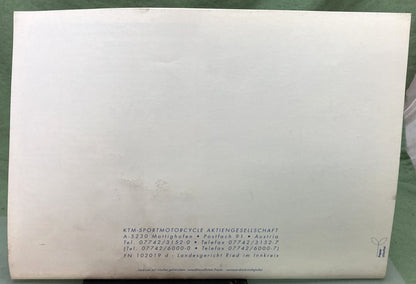 Genuine KTM 320377994 250/300 SX/MXC/EXC/EGS Spare Parts Manual 1995