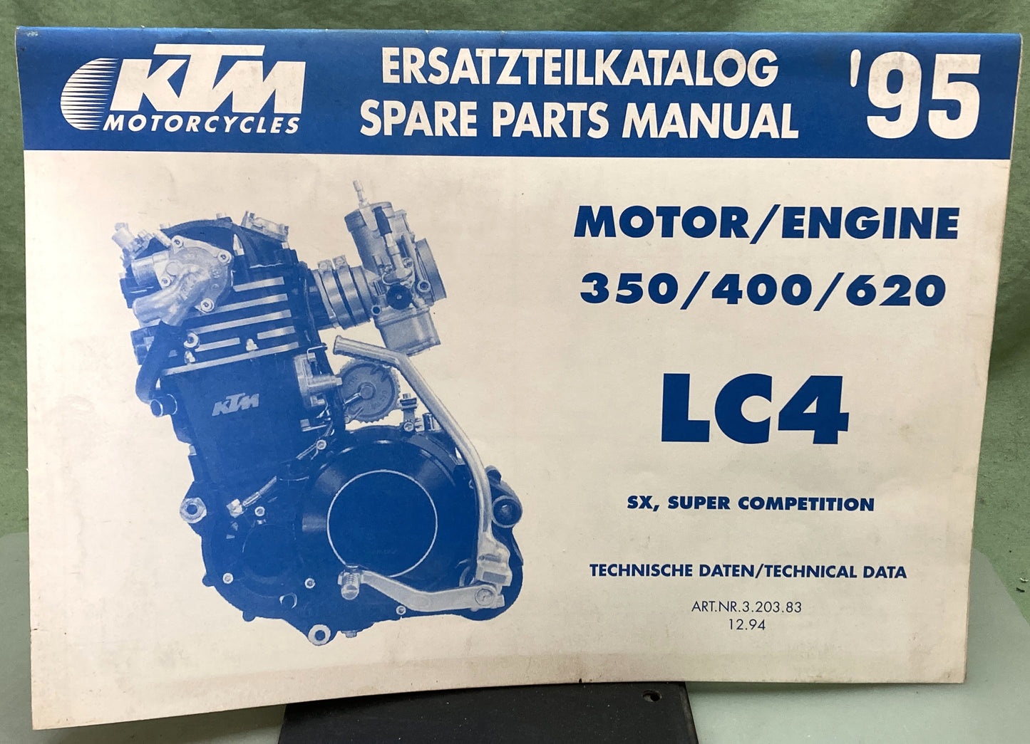 Genuine KTM 3203831294 350/400/620 LC4 Motor Engine Spare Parts Manual 1995
