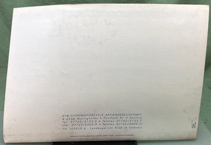 Genuine KTM 3203791094 125 SX/EXC/EGS Spare Parts Manual 1995