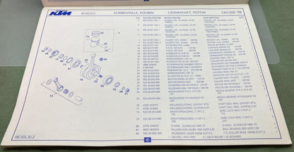 Genuine KTM 320453798 125/200 Motor Engine Spare Parts Manual '99