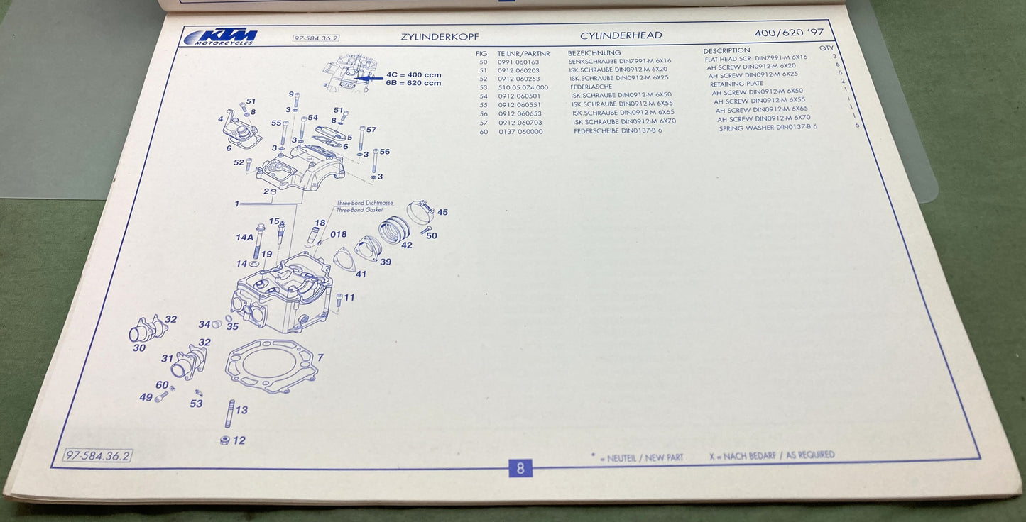 Genuine KTM 320406197 400/620 LC4 e Motor Spare Parts Manual '97