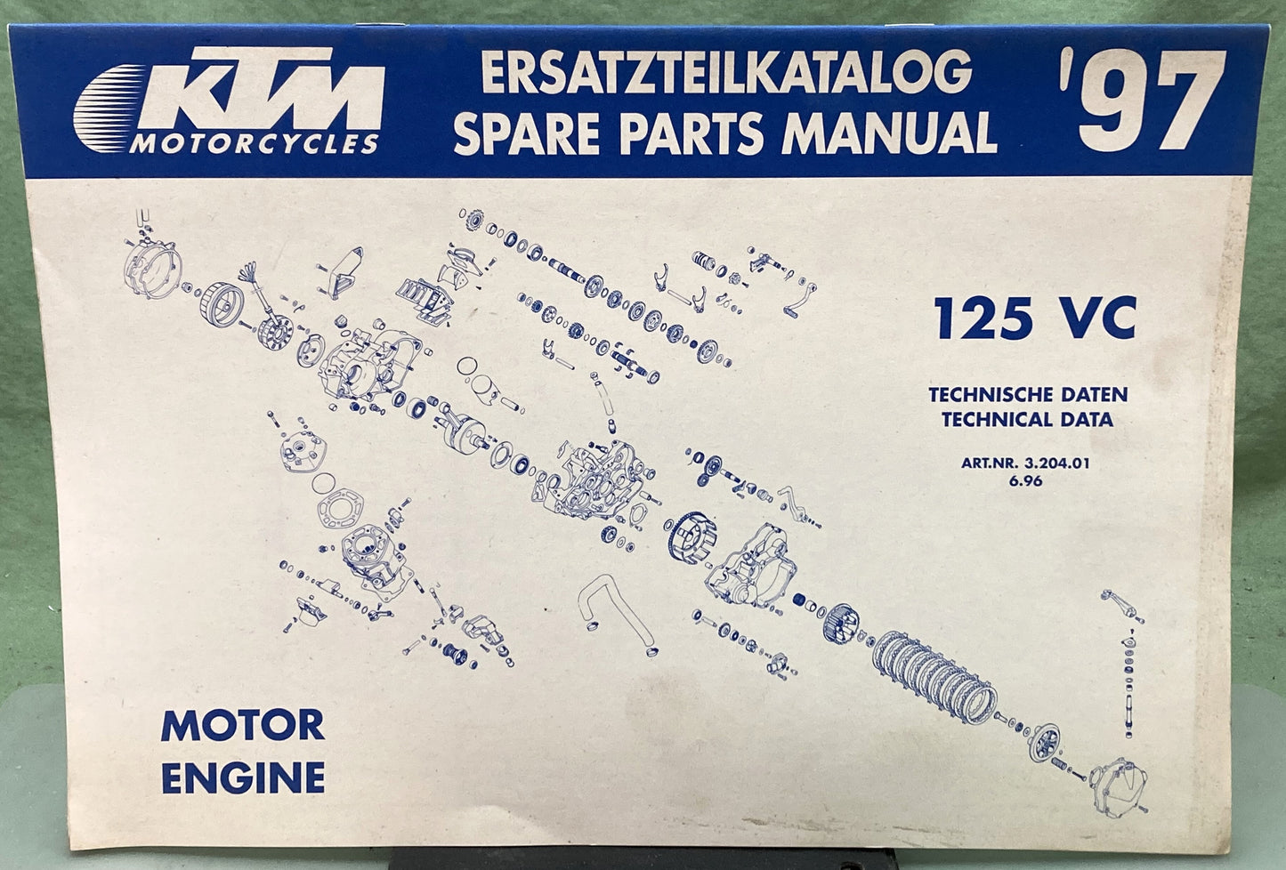Genuine KTM 320401696 125 VC Motor Spare Parts Manual '97