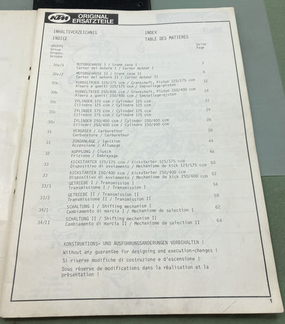 Genuine KTM 125-175-240/250-340/400 Motor Spare Parts Manual June '79