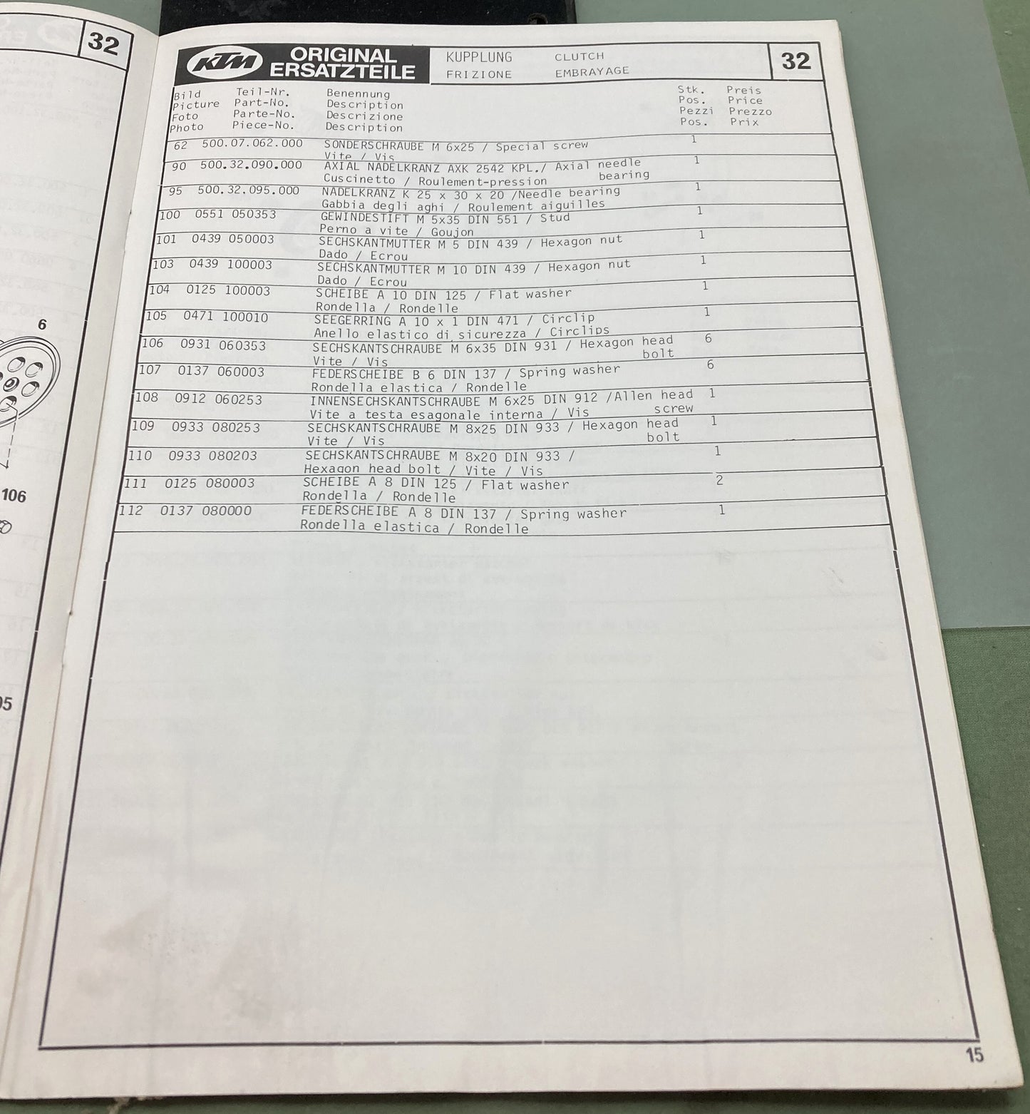 Genuine KTM 125 RV Motor Spare Parts Manual January 1980