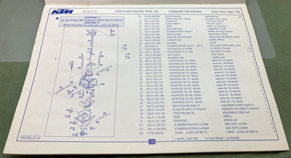 Genuine KTM 320419797 250/300/380 Engine Spare Parts Manual 1998
