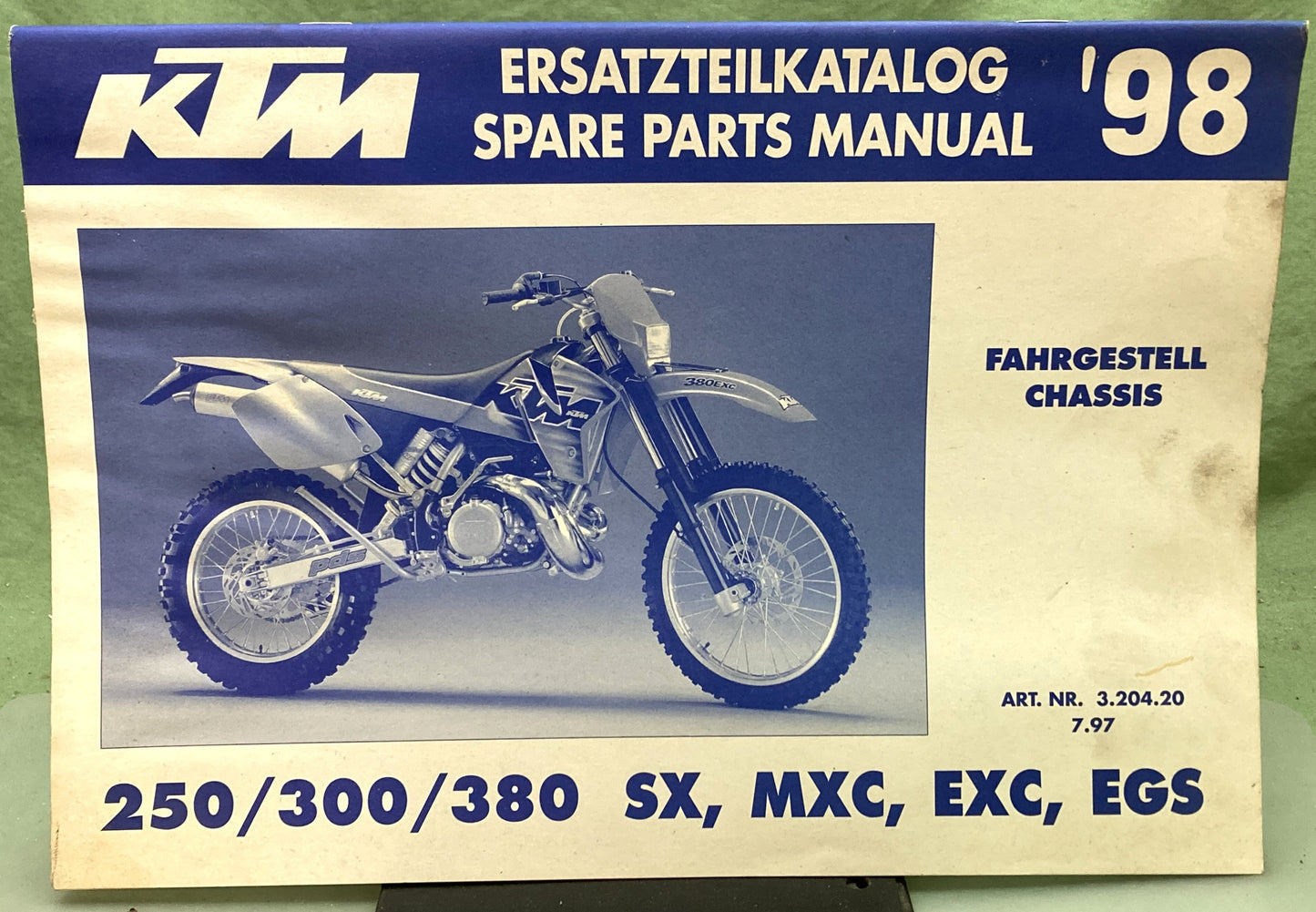 Genuine KTM 320420797 250/300/380 SX, MXC, EXC, EGS Spare Parts Manual 1998
