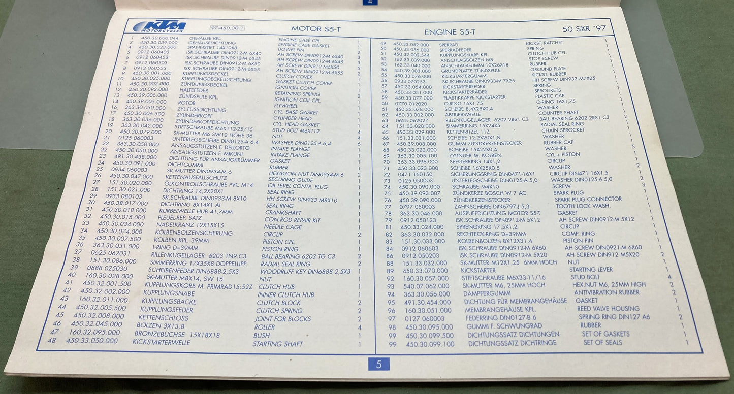 Gen. KTM 320410397 50 SXR, Adventure, Pro Jr., Pro Sen. Spare Parts Manual '97