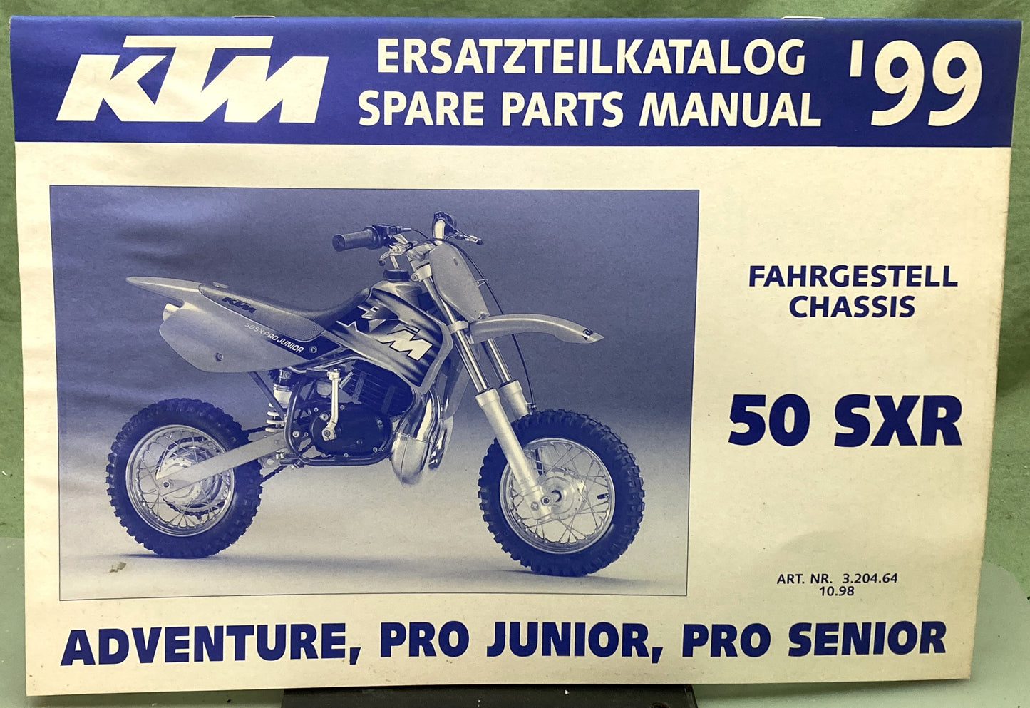 Gen. KTM 3204641098 50 SXR Adventure, Pro Jr., Pro Sen. Spare Parts Manual '99
