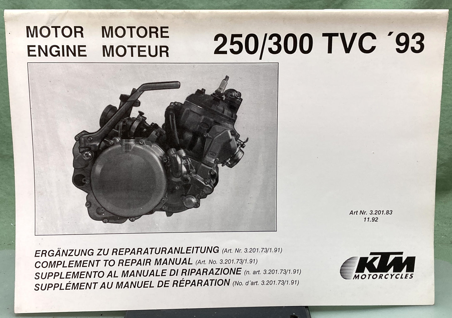 Genuine KTM 3201831192 250/300 TVC Engine Repair Manual '93