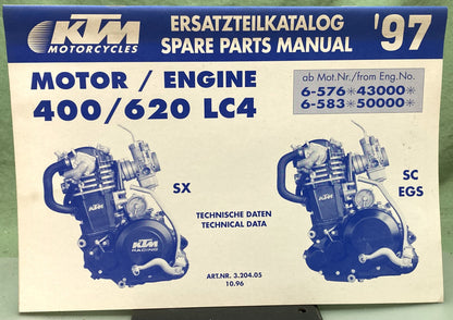 Genuine KTM 3204051096 400/620 LC4 Motor Spare Parts Manual '97