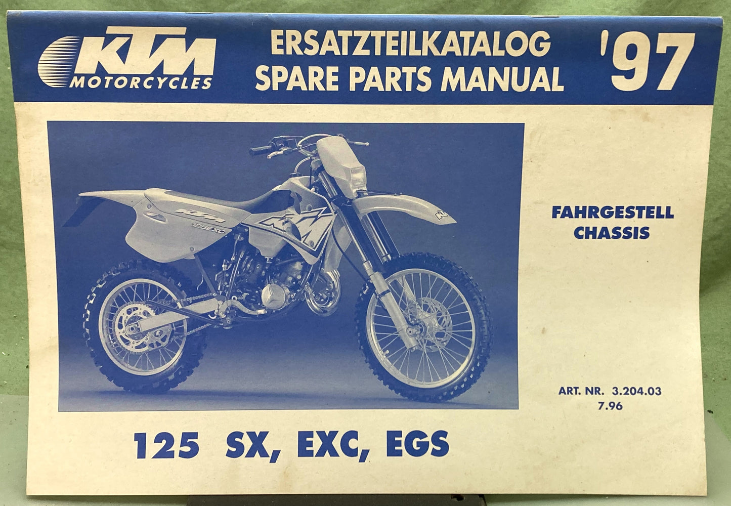 Genuine KTM 320403796 125 SX, EXC, EGS Spare Parts Manual '97