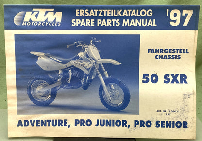 Genuine KTM 320411397 50 SXR, Adventure, Pro Jr., Pro Sen. Spare Parts Manual '97