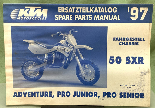 Genuine KTM 320411397 50 SXR, Adventure, Pro Jr., Pro Sen. Spare Parts Manual '97