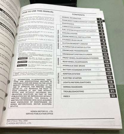 New Genuine Honda 61MCF00 RC51 RVT1000R Service Manual 2000