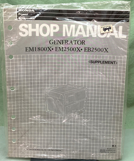New Genuine Honda 61ZB101Z EM1800X, EM2500X, EB2500X Supp. Service Manual '92