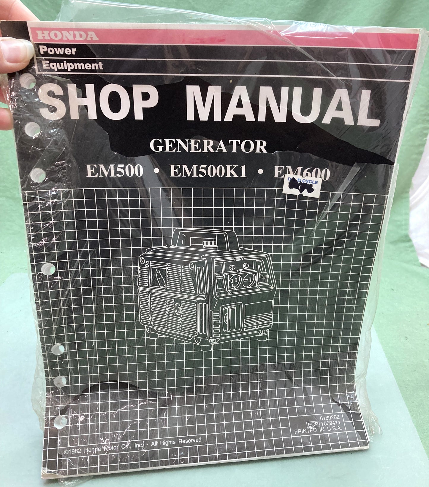 New Genuine Honda 6189202 EM500, EM500K1, EM600 Generator Service Manual '82